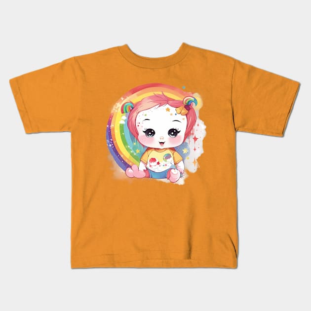 Bursting Joy - Adorable Rainbow Baby Grunge Tee Kids T-Shirt by trubble